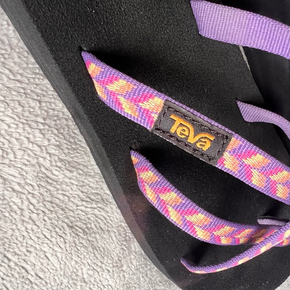 Teva Mush Olowahu Strappy Comfort Flip Flop Sandals Retro Geometric Purple Pink - Picture 10 of 12